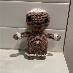 Handcrafted Gingerbread Doll Holiday Christmas Decor Amigurui Crochet